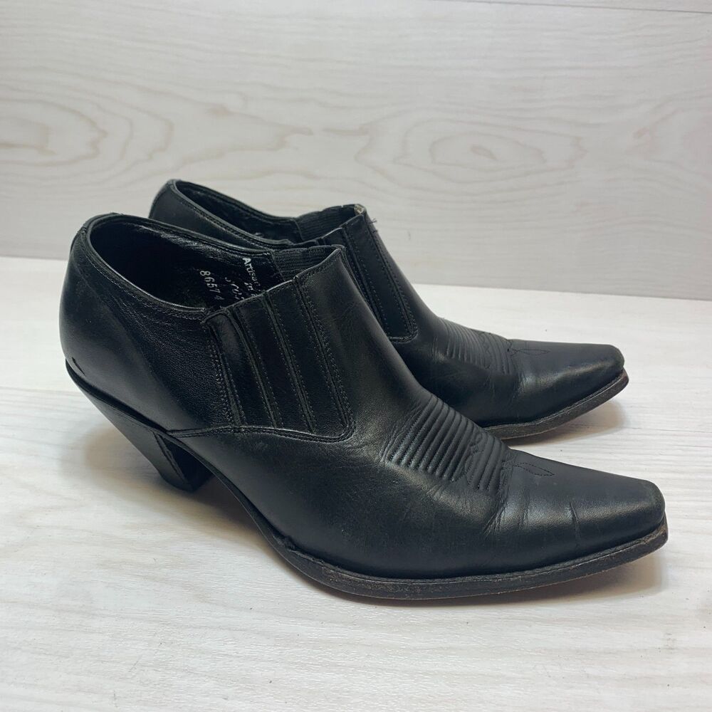 Charlie 1 Horse By Lucchese Ankle Boots Women's Size 8.5B Black Leather Western